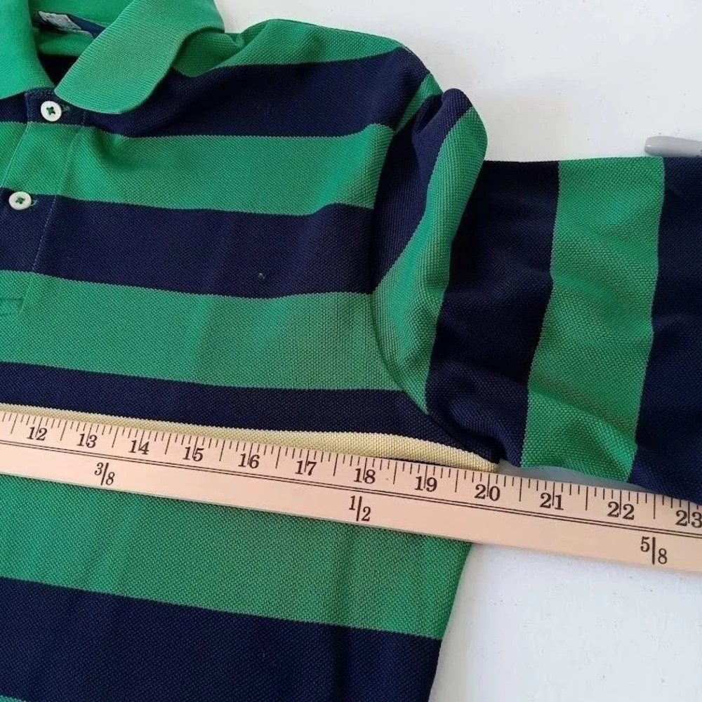 Polo Golf Ralph Lauren Polo Shirt Mens Small Green Navy Striped Pima Cotton‎